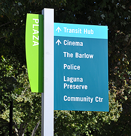 Plaza pedestrian sign